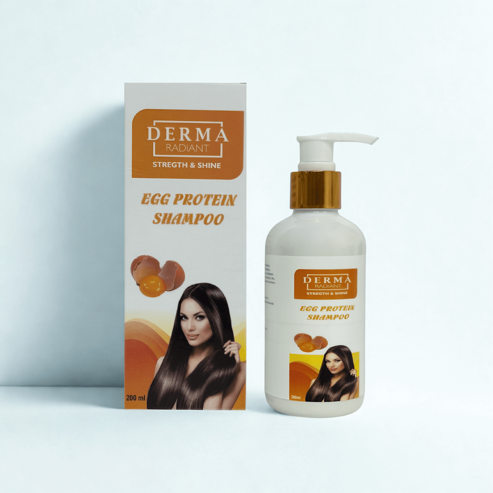 Derma Radiant Egg Protein Shampoo for Strong, Smooth & Shiny Hair | Strength & Shine Formula | Nourishing Hair Cleanser with Egg Protein & Natural Extracts – 200 ml