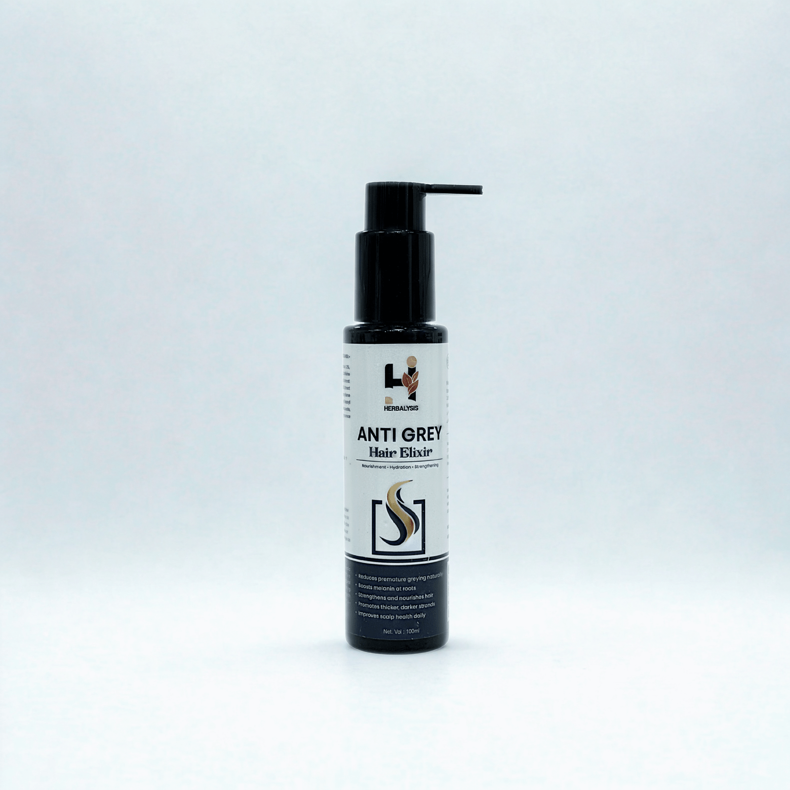 Herbalysis Anti-Grey Hair Elixir – Nourishing Hair Serum with Keratin & Vitamins to Strengthen Roots, Reduce Greying & Restore Natural Shine (120ml)