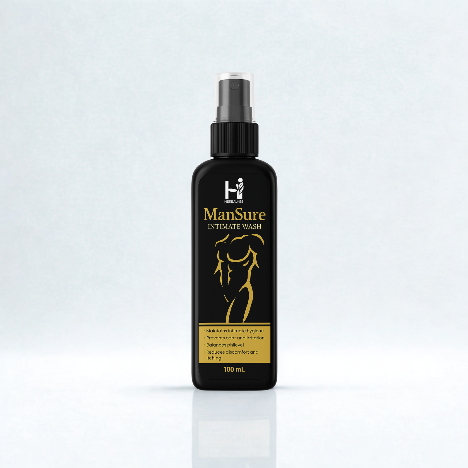 Herbalysis ManSure Intimate Wash for Men – Helps Maintain Hygiene, Prevent Odor & Irritation, Balances pH, and Reduces Discomfort – 100ml