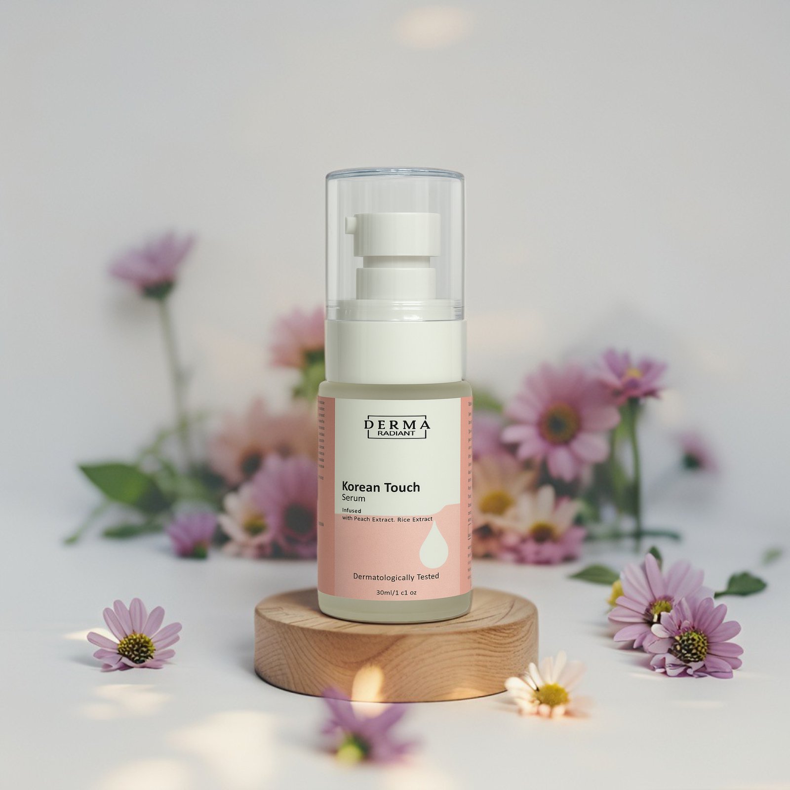 Derma Radiant Korean Touch Serum | With Peach Extract & Rice Brightening | Boosts Hydration, Glow & Even Skin Tone | Lightweight Daily Serum – 30ml