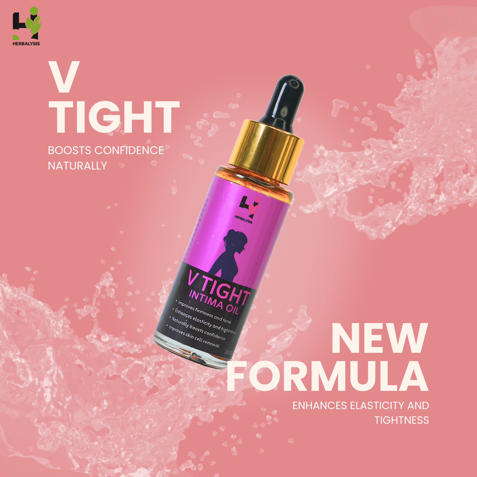 Herbalysis V Tight Intima Oil | Natural Intimate Firming & Tightening Oil for Women | Improves Elasticity, Firmness & Skin Tone | Boosts Confidence Naturally – 30ml