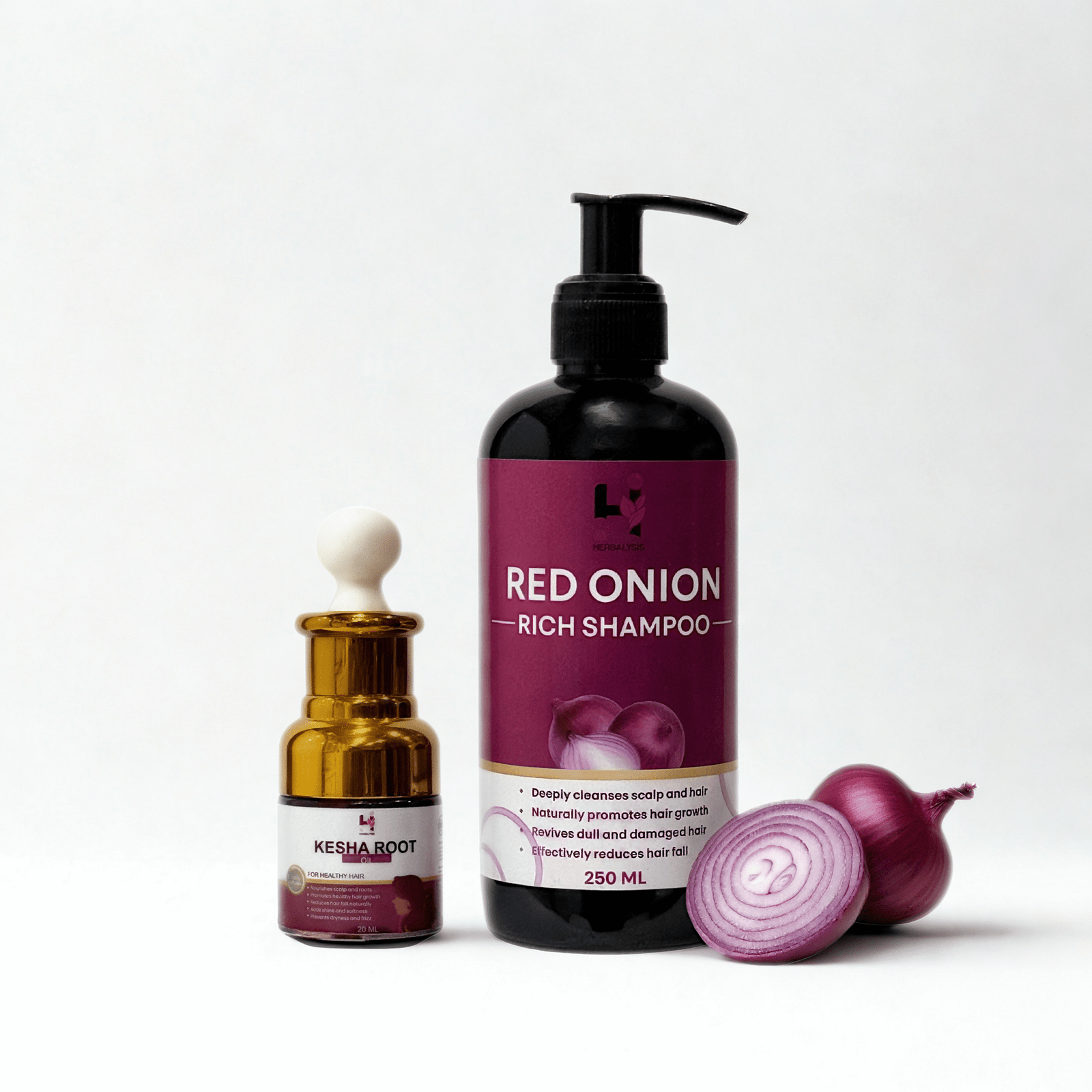 Red Onion Rich Shampoo + Kesha Root Hair Oil Combo – Hair Fall Control & Hair Growt