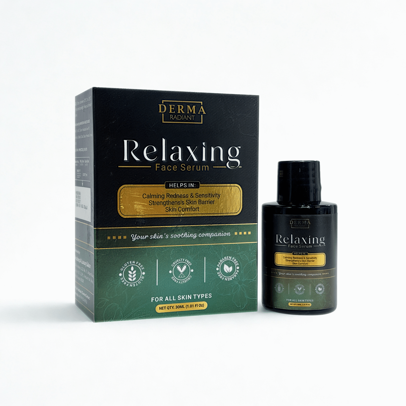 Derma Radiant Relaxing Face Serum – Soothing Serum for Redness & Sensitive Skin | Strengthens Skin Barrier, Provides Skin Comfort & Hydration | Dermatologically Tested | 30ml