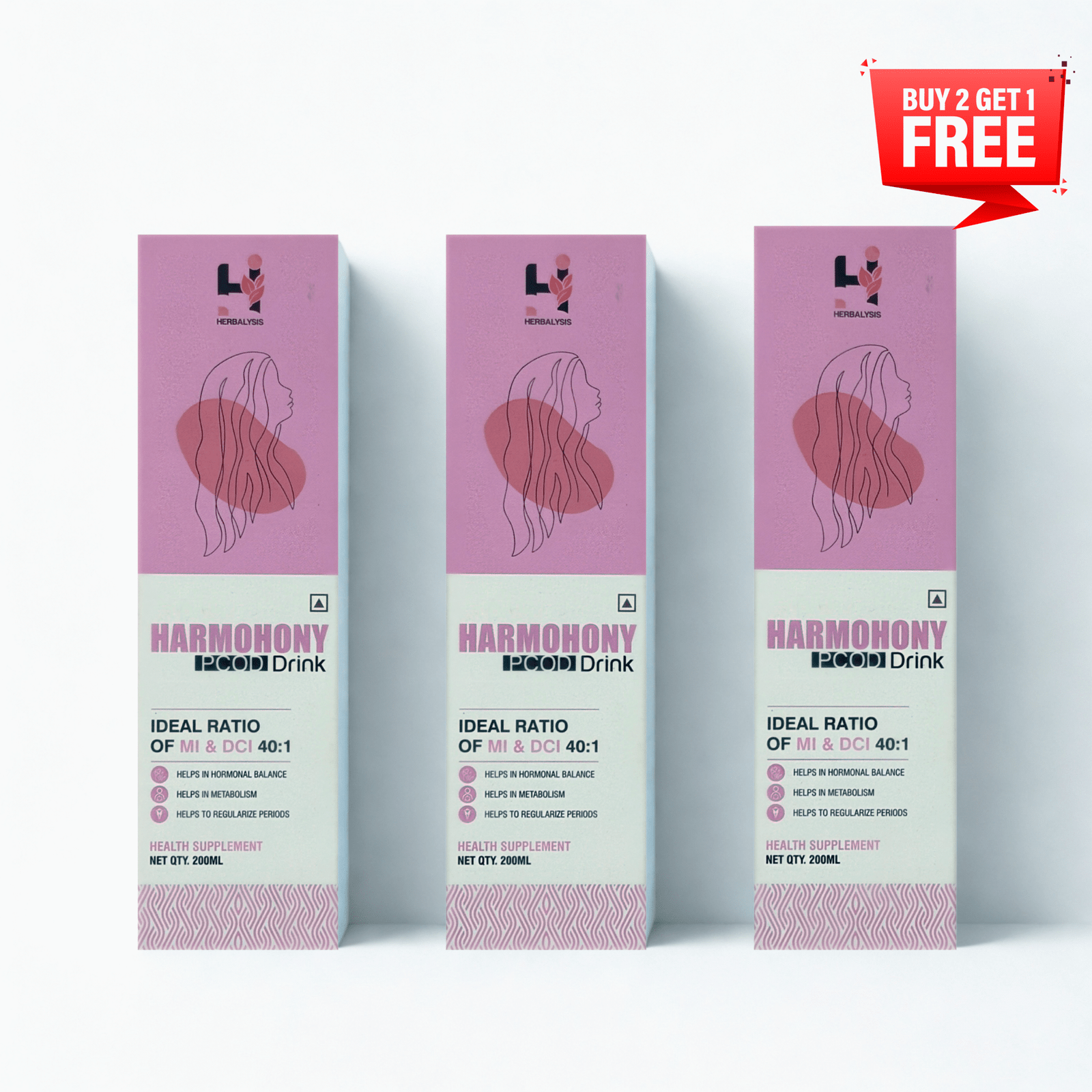 Combo Herbalysis Harmohony PCOD Drink | Myo-Inositol & D-Chiro-Inositol 40:1 Ratio | Helps Hormonal Balance, Supports Metabolism & Period Regularity – 200ml (Copy)