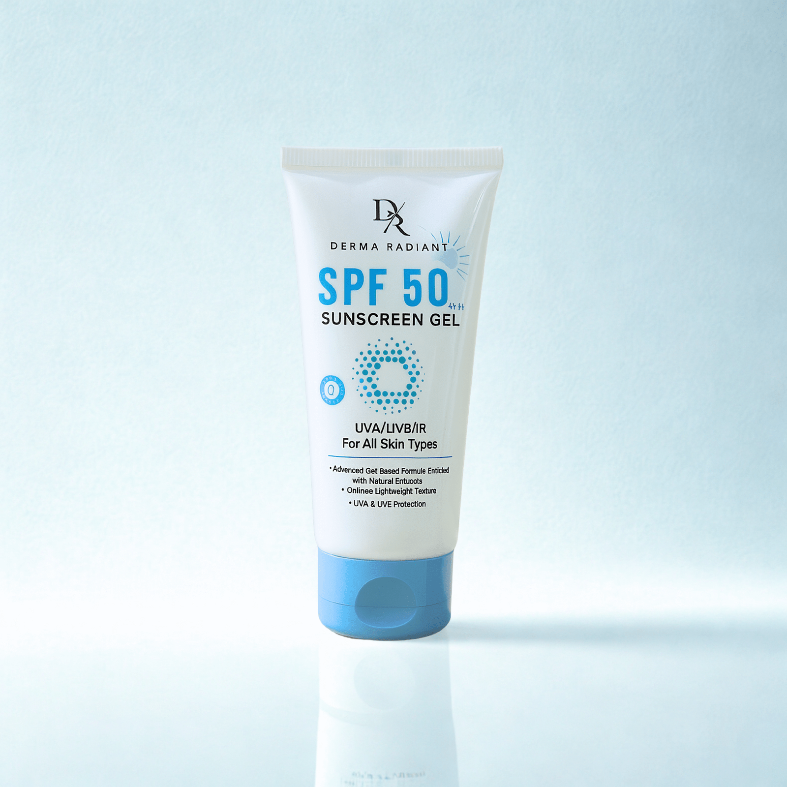 Derma Radiant SPF 50 Sunscreen Gel | Advanced Gel-Based Formula | UVA & UVB Protection | Lightweight, Non-Greasy Sunscreen for All Skin Types | With Skin Lightening Extract – 50g